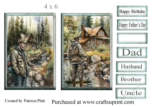4x6 Fisherman and Cabin Toppers For Fathers day or Birthdays