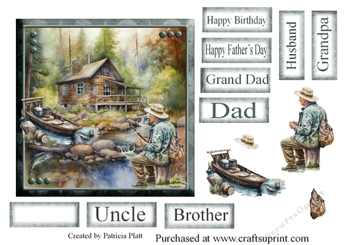 6x6 Fishing Dad Cabin for Birthday or Fathers Day