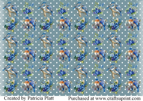 Bluebirds and Flowers Backing Paper