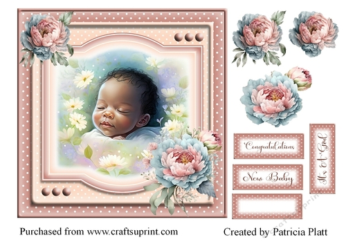 African American New Baby Girl 7x7 Card Topper