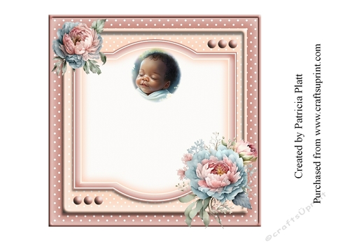 African American New Baby Girl 7x7 insert