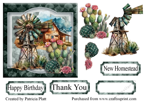 New Homestead or Birthday Decoupage Topper 6x6