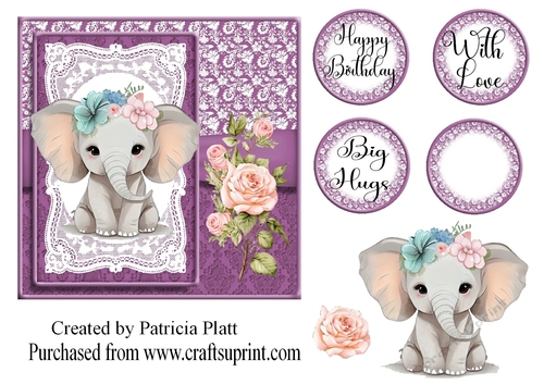 Cute Baby Elephant 6x6 Topper