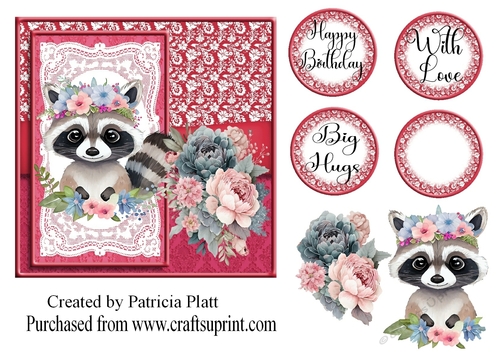 Cute Baby Raccoon  6x6 Topper
