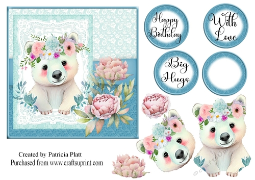 Cute Baby Polar Bear 6x6 topper