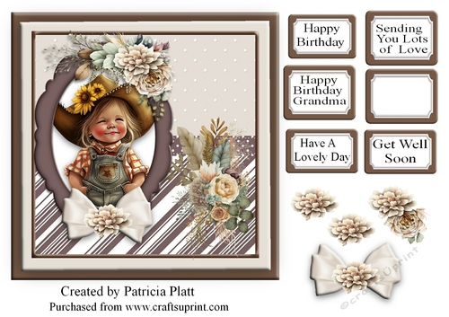 Little Cowgirl Birthday Wishes #2 7x7