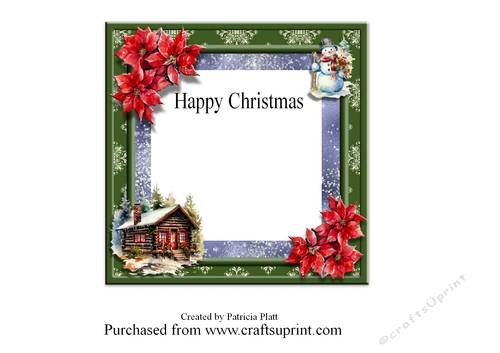 Christmas Cabin 6x6 Topper Insert Happy Christmas