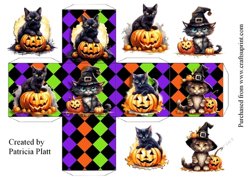 Cute Halloween Kittens 2.5 inch Square box