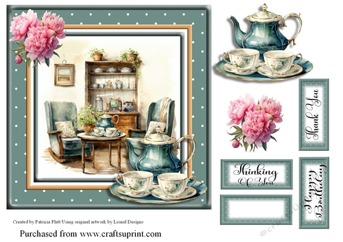 7x7 Tea Room Thank you/ Birthday topper