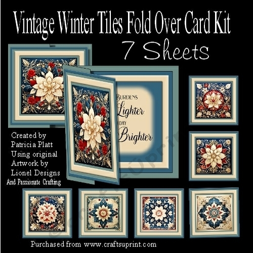 Vintage Winter Tiles Foldback Card Kit