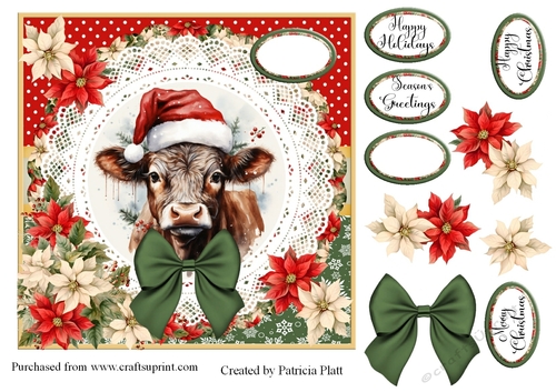 7x7 Christmas Cow