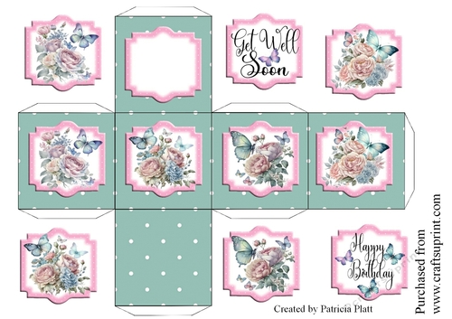 2.5 inch Butterflies and Flowers Box for Birthday or Get Well