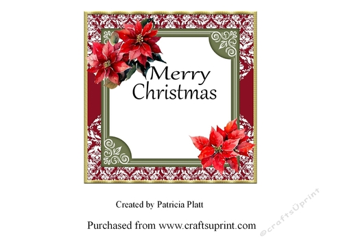 Christmas Red Poinsettias Merry Christmas Insert