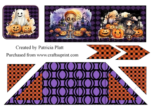 Halloween Witch, Zombie, Ghost Criss Cross Card