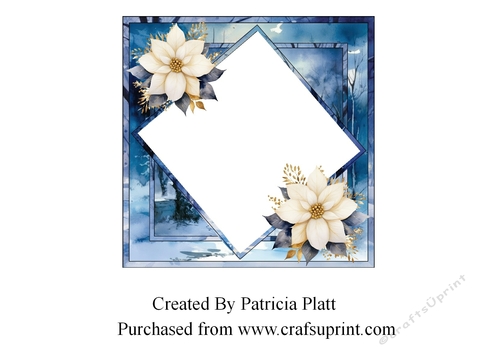 Winter Scene with White Poinsettias Squares in squares insert
