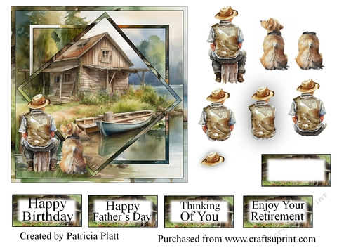 Lakeside Cabin Squares in Squares Various occasions Topper