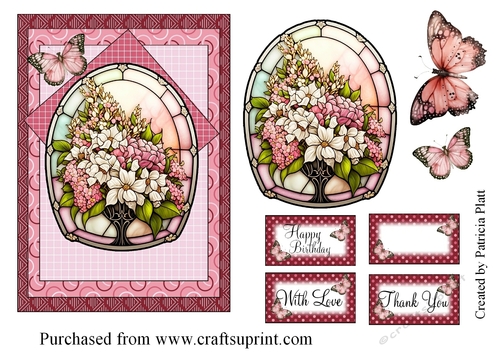 Stained Glass Flowers and Butterflies