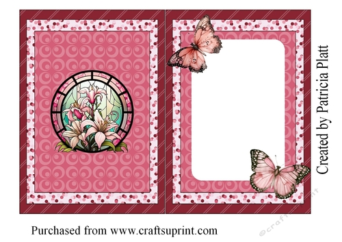 Stained Glass Lilies and Butterflies Insert