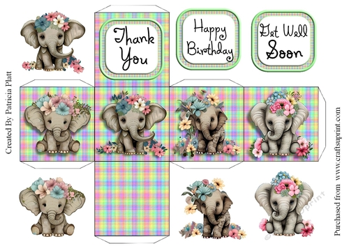 Baby Elephants Birthday, Thank You, Get Well Soon