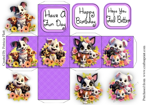 Cute Puppies Gift Box, Happy Birthday, Have a Fun Day, Hope You Feel Better