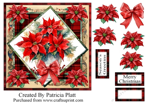 Christmas Poinsettia Square in Squares Topper