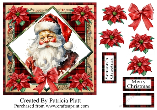 Christmas Santa Square in Squares Topper