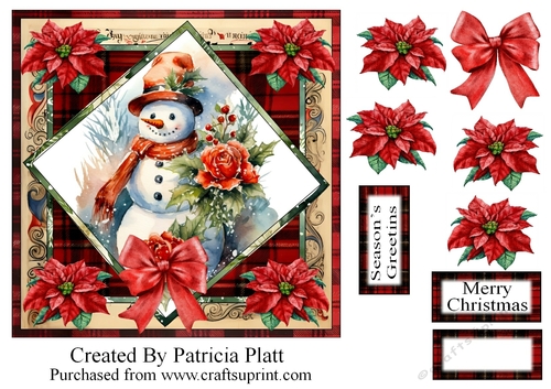 Christmas Snowman Square in Squares topper