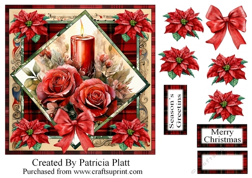 Christmas Candle Square in Squares Topper
