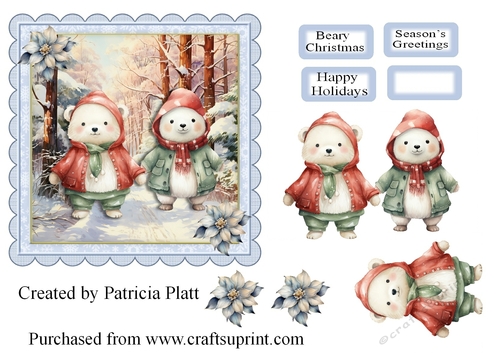 Beary Christmas 6x6 Topper