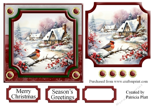 Christmas Bird Winter Scene Topper 6x6