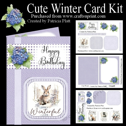 Cute Birthday and Anniversary Winter Animals 5x7 Card Mini Kit