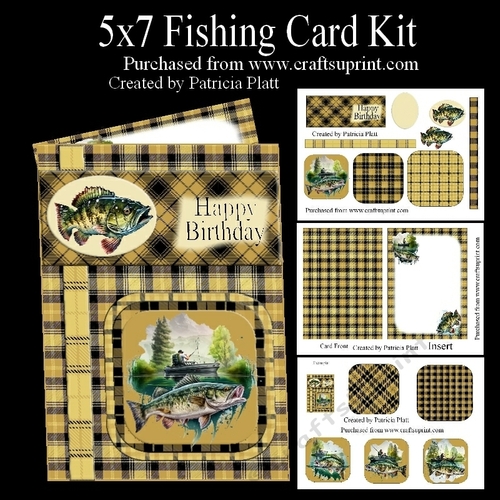5x7 Fishing Birthday or Retirement Card Kit