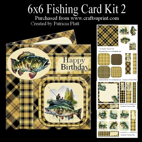6x6 Fishing Birthday or Retirement Card Kit