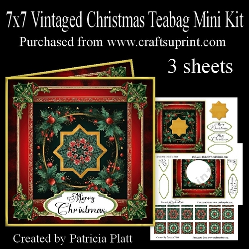 7x7 Vintaged Christmas Teabag Mini Kit