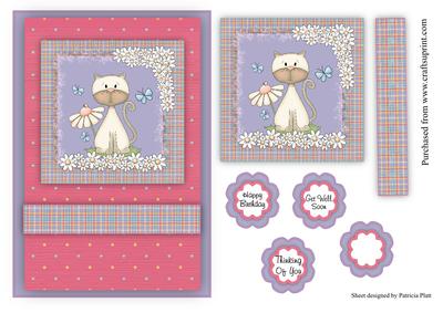 Siamese Cat with Butterflys and Daisys