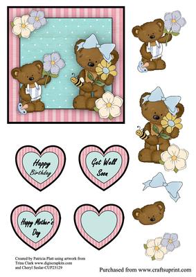 Baby Bear Giving Mother Bear Flowers
