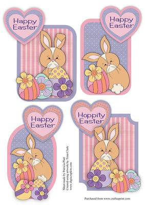 Four Easter Bunny and Egg Toppers