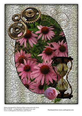 A4 Steampunk Echinacea with a Rose