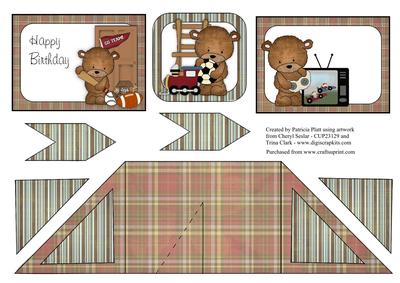 Criss Cross Pocket Birthday Bear Boy Card