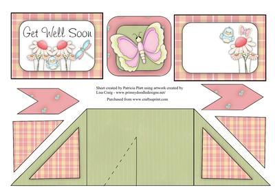 Criss Cross Pocket Get Well Soon Card with Birds and Flowers
