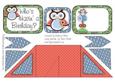 Criss Cross Pocket Blue Owl Who's Havin' a Birthday
