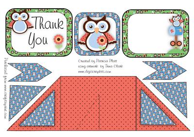 Criss Cross Pocket Blue Owl Thank You