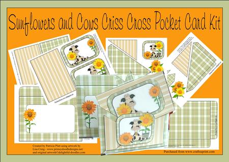 Sunflowers and Cows Criss Cross Pocket Card Kit