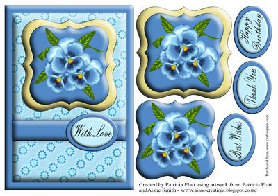 Blue Pansy Card Topper