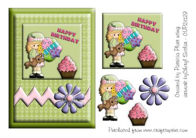 Green Birthday Girl Card Topper