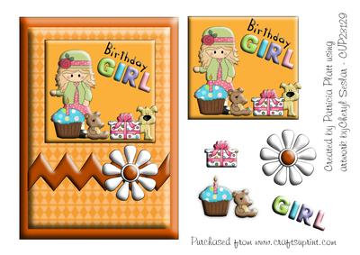 Orange Birthday Girl Card Topper