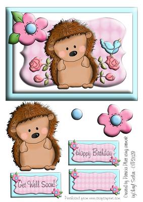 Spring Hedgehog Birthday or Get Well Soon Topper