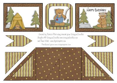 Criss Cross Pocket Camping Birthday Bears Card