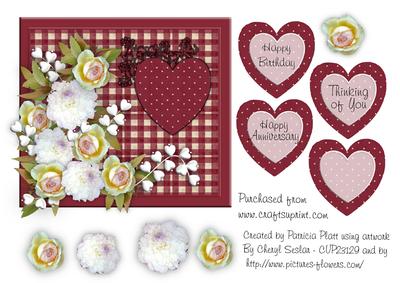 Fanciful Heart and Flowers Topper