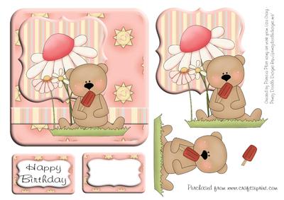 Square Summery Birthday Bear Topper